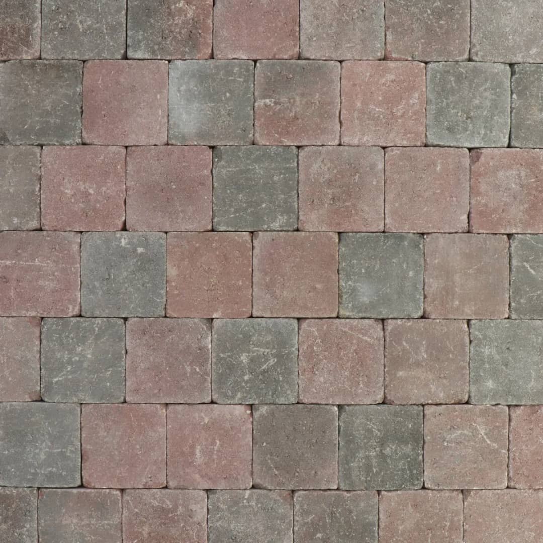 Trommelsteen 15x15x6 rood genuanceerd