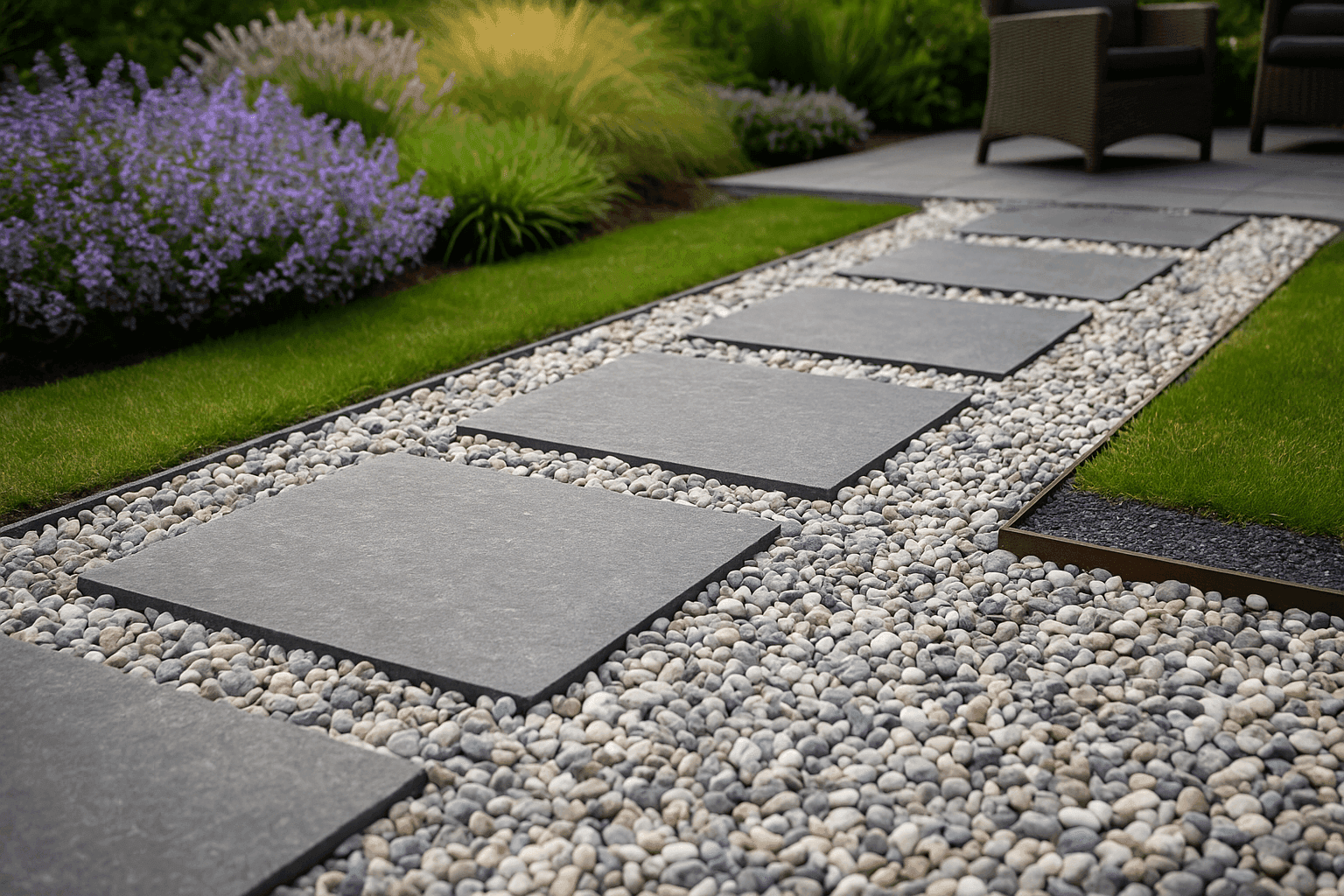 Afbeelding van Siergrind en tegels combineren in je tuin