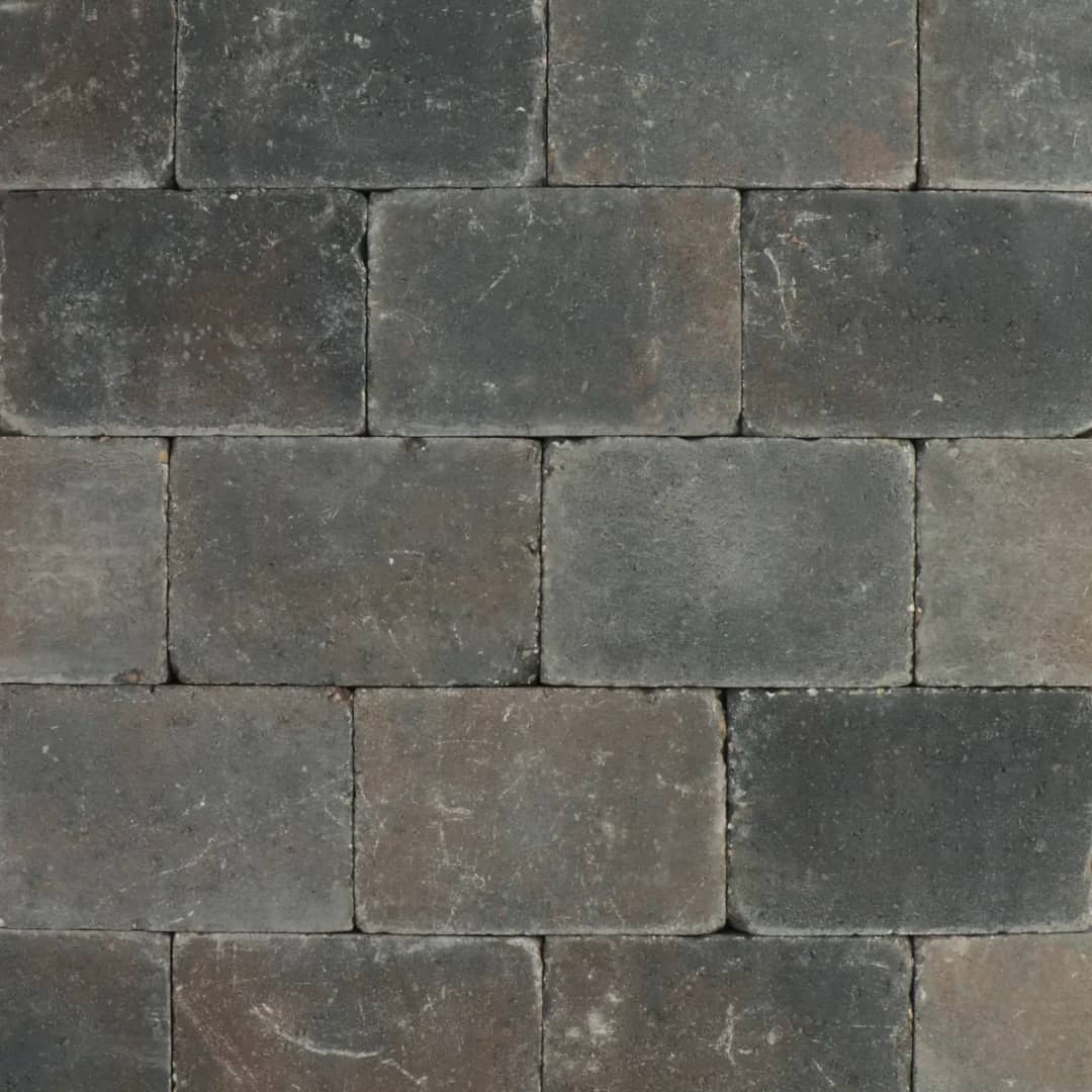 Trommelsteen 20x30x6 bruin/zwart genuanceerd