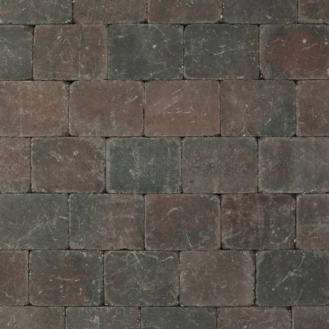 Trommelsteen 15x20x6 bruin/zwart genuanceerd