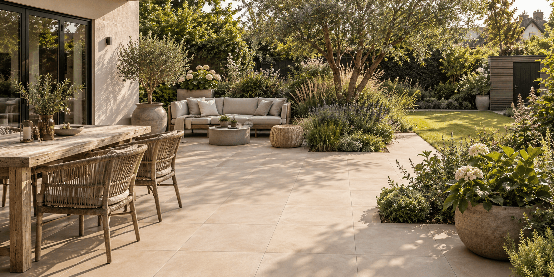 Bekijk onze blog over Een rustige tuin creëren met één kleur keramische tegels